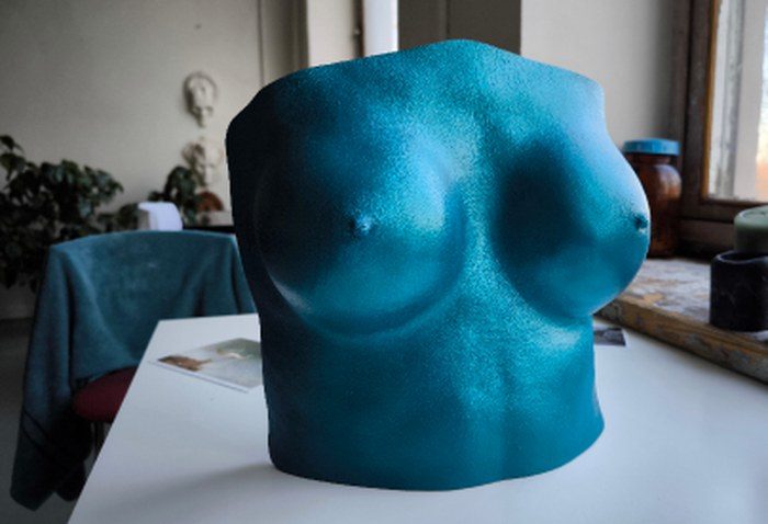 High-gloss ocean blue life-cast torso, Paris Series